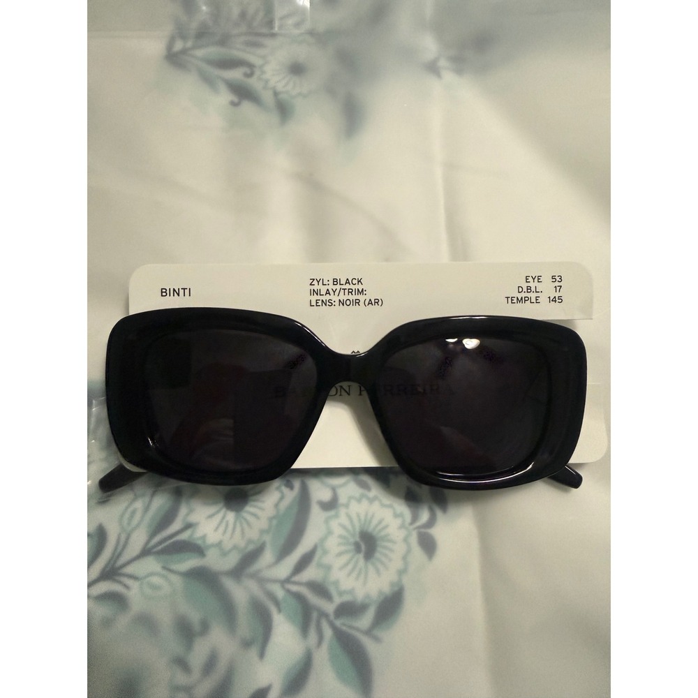 Barton Perreira Binti Sunglasses Zyl Black Noir AR Lens 53-17-145 Oversized Rect